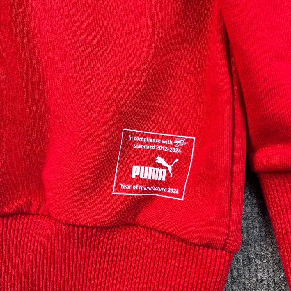 Puma Ferrari Hoodie Mens L Red 95 Years Racing Sponsors Graphic Sweatshirt - Picture 4 of 11